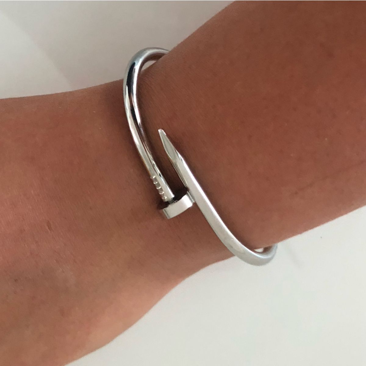 The "Sleek Silver" Pave Nail Bracelet