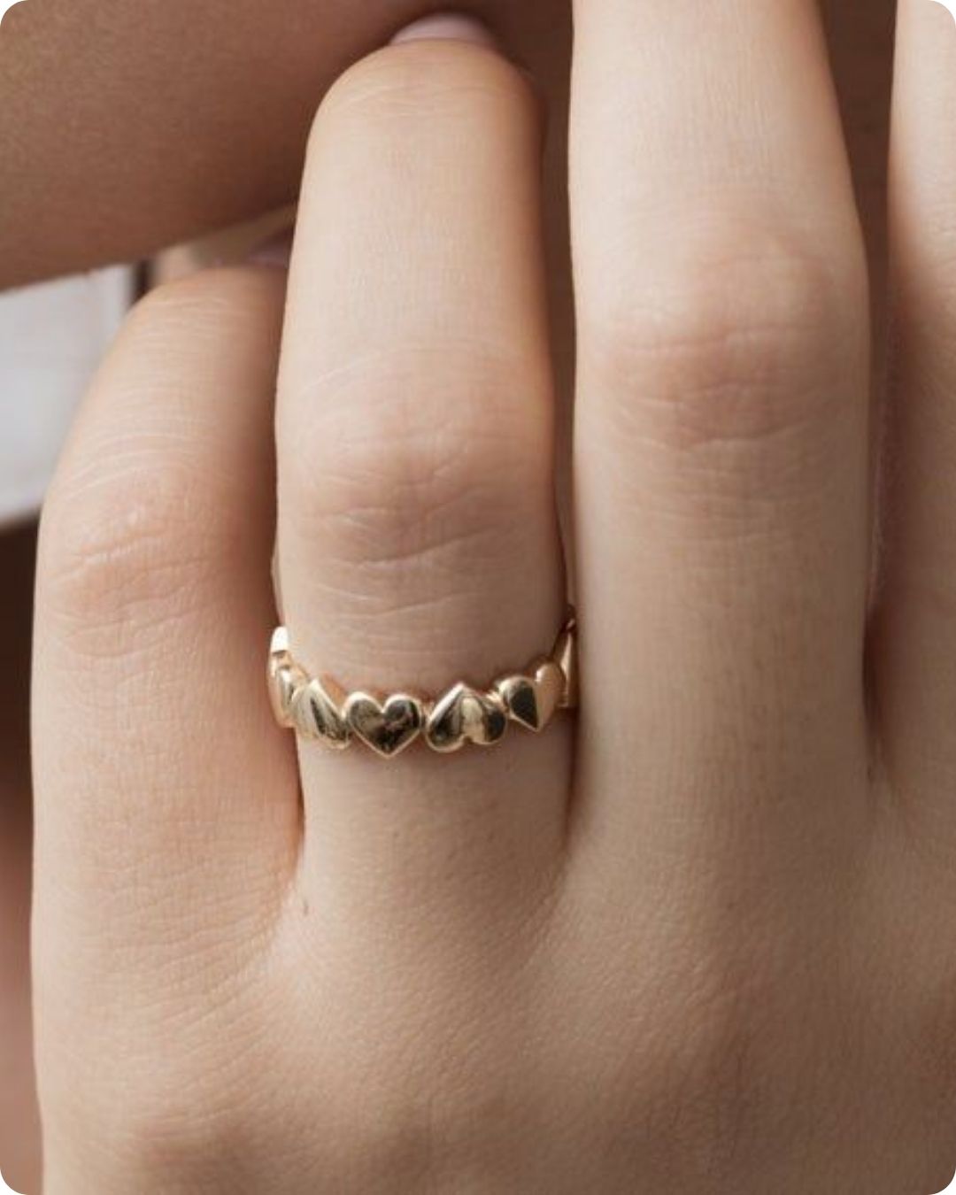 "Endless Love" Gold Puffy Heart Eternity Band
