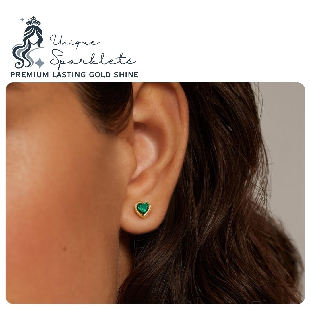 Emerald Heart Glow Studs