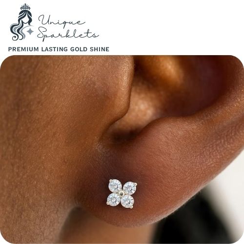 Crystal Four-Petal Flower Stud