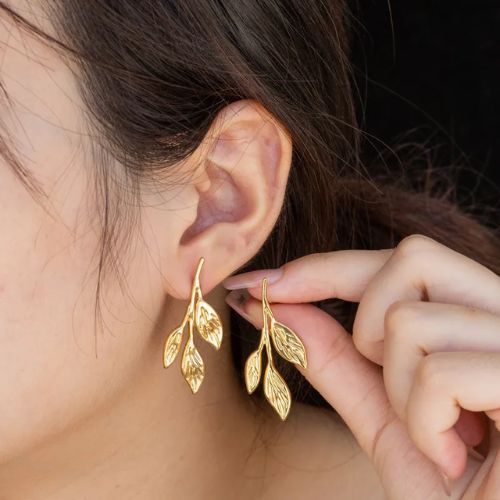 Golden Leaf Vine Earrings