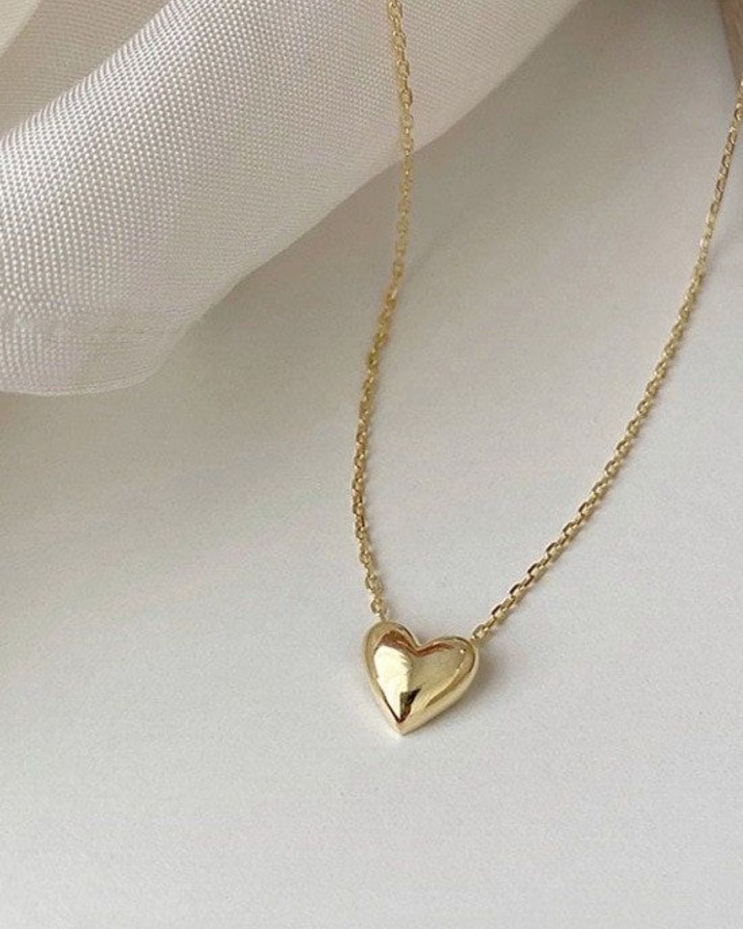 Dainty Gold Puffy Heart Necklace