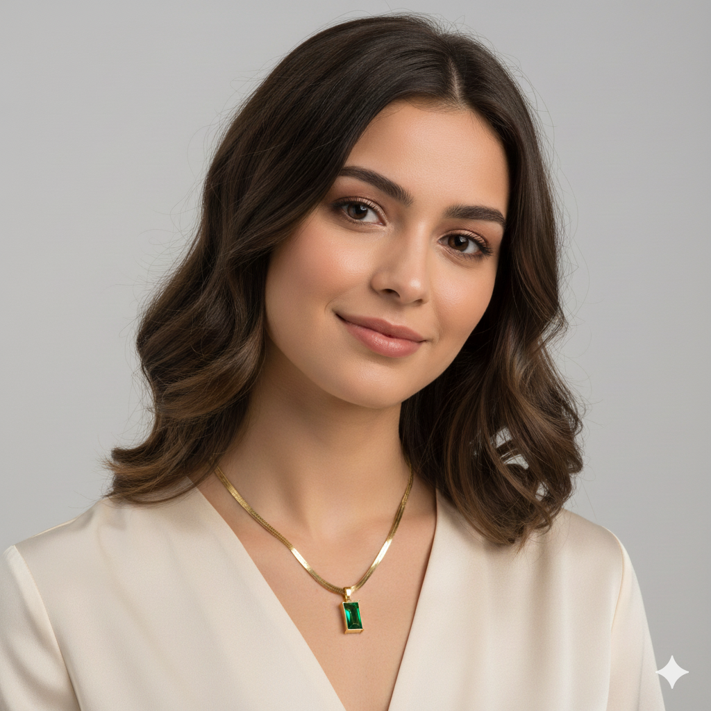 The Emerald-Cut Herringbone Necklace