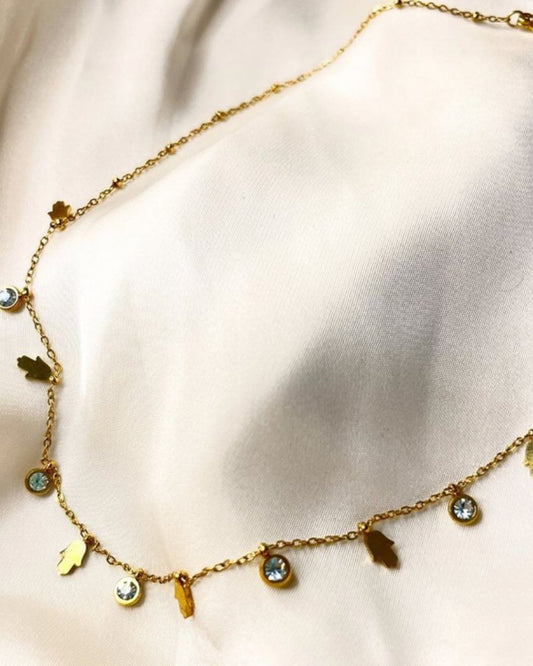 White stone hand Necklace