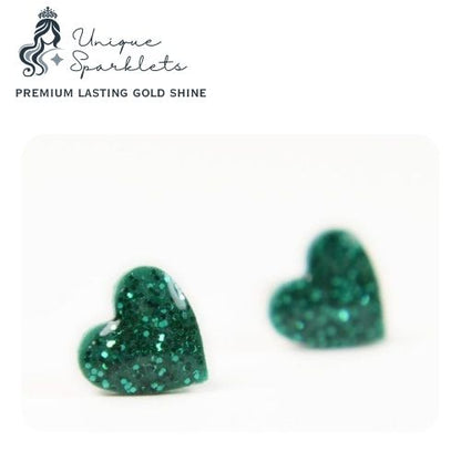 Emerald Sparkle Heart Studs