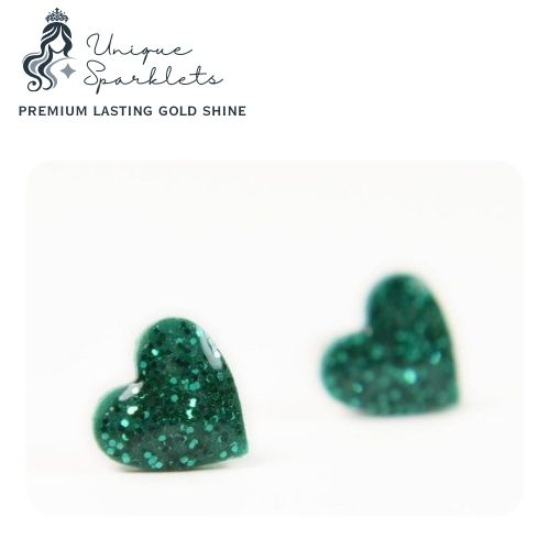 Emerald Sparkle Heart Studs