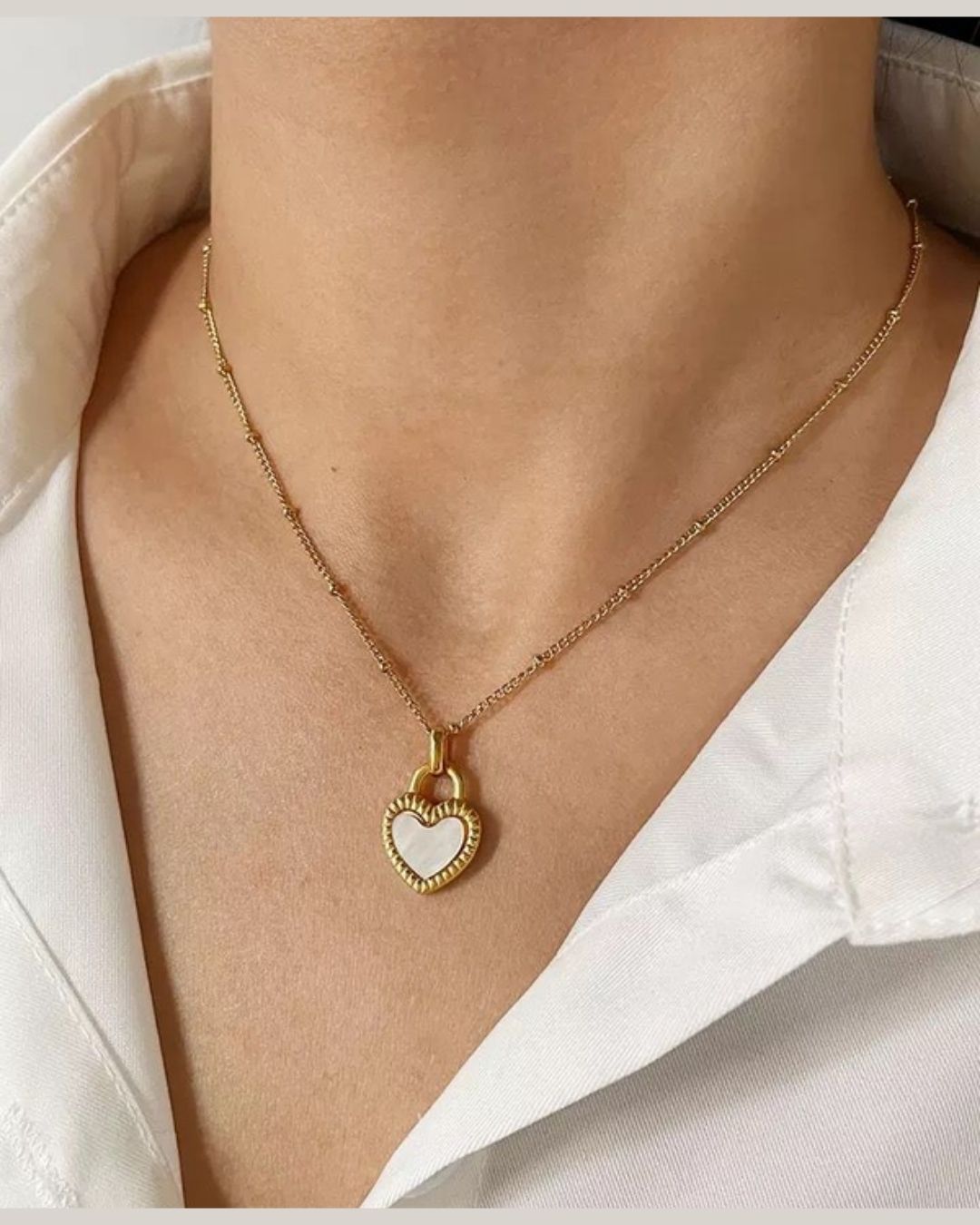 Black White Heart Necklace