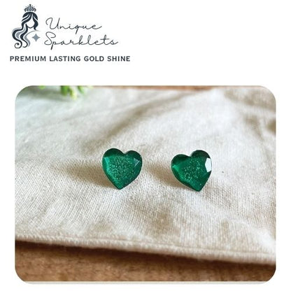 Emerald Sparkle Heart Studs