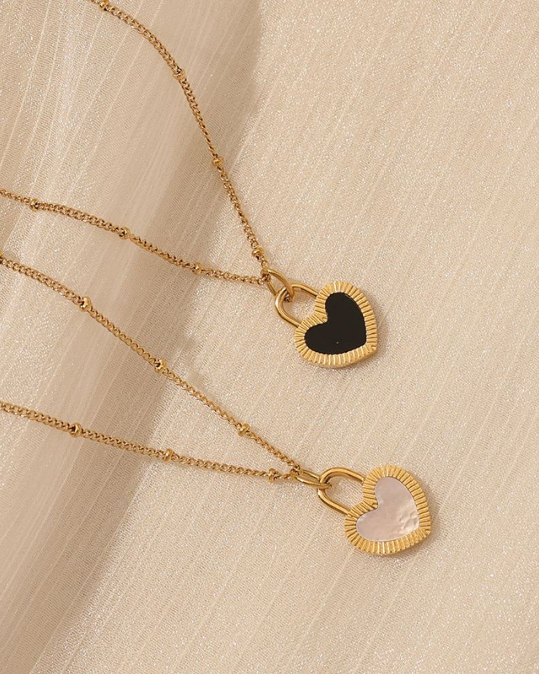 Black White Heart Necklace