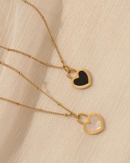 Black White Heart Necklace