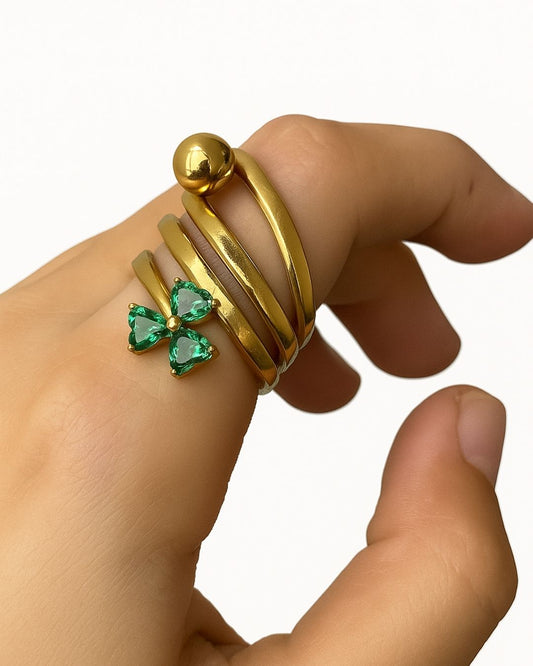Emerald Blossom Golden Ring