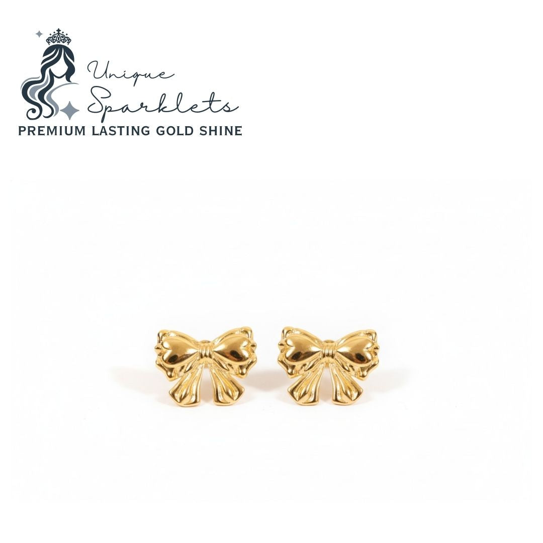 Golden Bow Stud Earrings