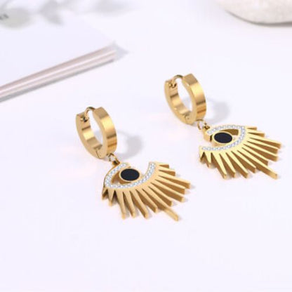 Gold Pave Eyelash Evil Eye Huggie Earrings