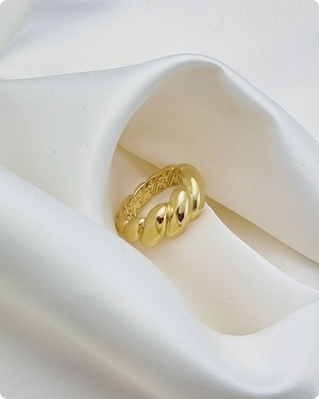 The "Croissant" Dome Ring: Chunky Twisted Gold Band