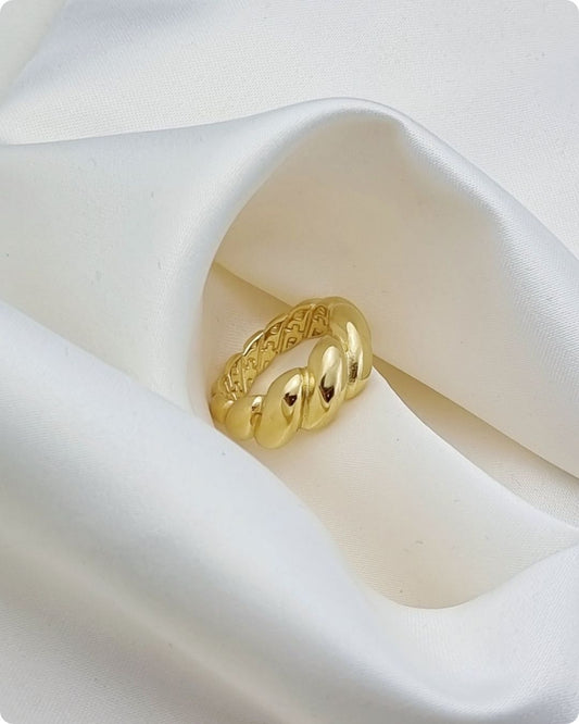 The "Croissant" Dome Ring: Chunky Twisted Gold Band