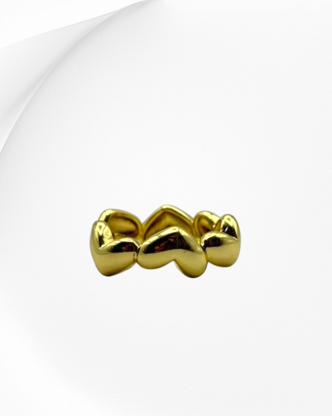 "Endless Love" Gold Puffy Heart Eternity Band