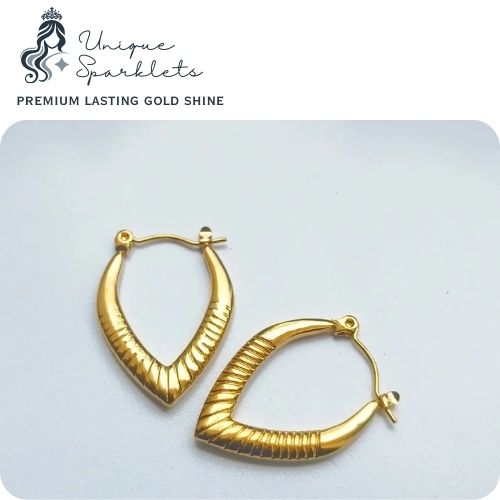 Gold Ribbed Chevron Hoop