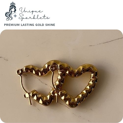 Wavy Gold Heart Hoop