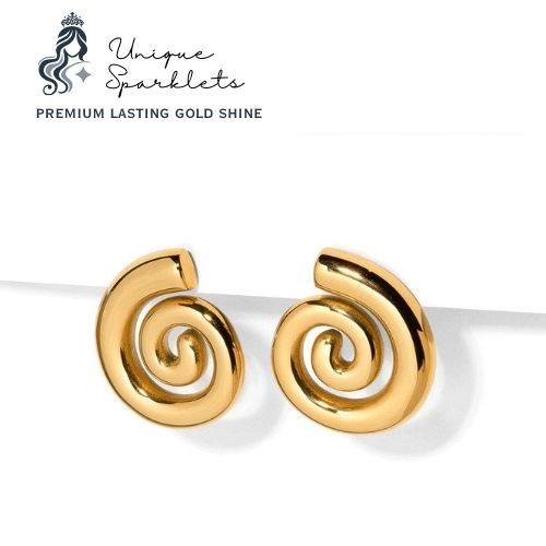 Gold Spiral Stud Earrings