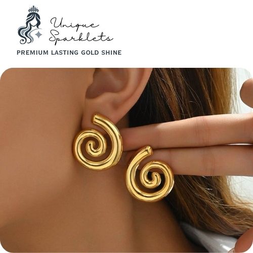 Gold Spiral Stud Earrings