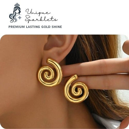 Gold Spiral Stud Earrings