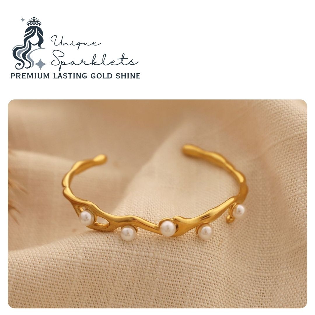 Wavy Pearl Open Cuff