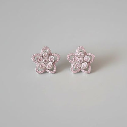 Crystal Double-Layer Flower Studs