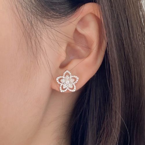 Crystal Double-Layer Flower Studs