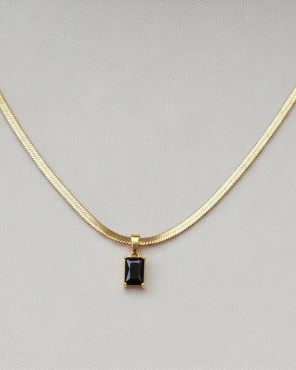 Black Crystal Charm Necklace