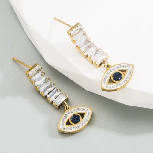 Crystal Evil Eye Drop Earrings
