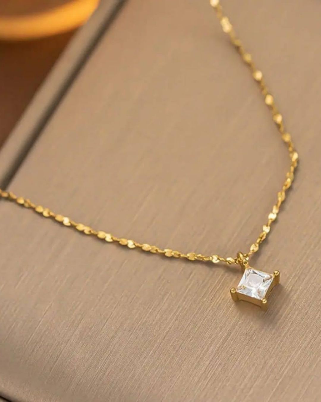 Gold Princess-Cut Pendant