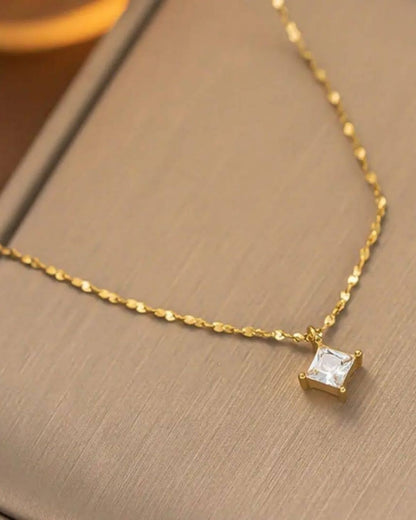 Gold Princess-Cut Pendant