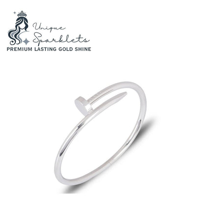 The "Sleek Silver" Pave Nail Bracelet