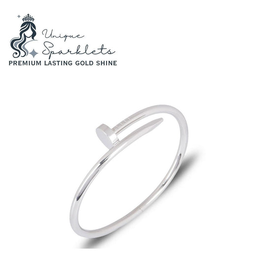 The "Sleek Silver" Pave Nail Bracelet
