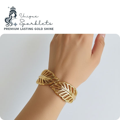 The Golden Laurel Hinged Bracelet