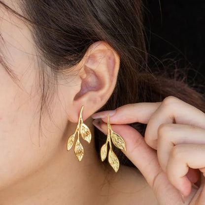Golden Leaf Vine  Earrings