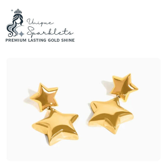 Golden Double Star Earrings