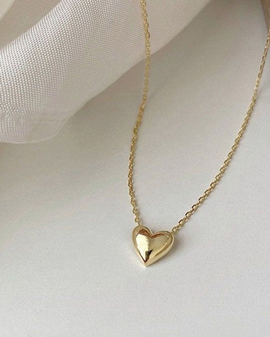 Dainty Gold Puffy Heart Necklace