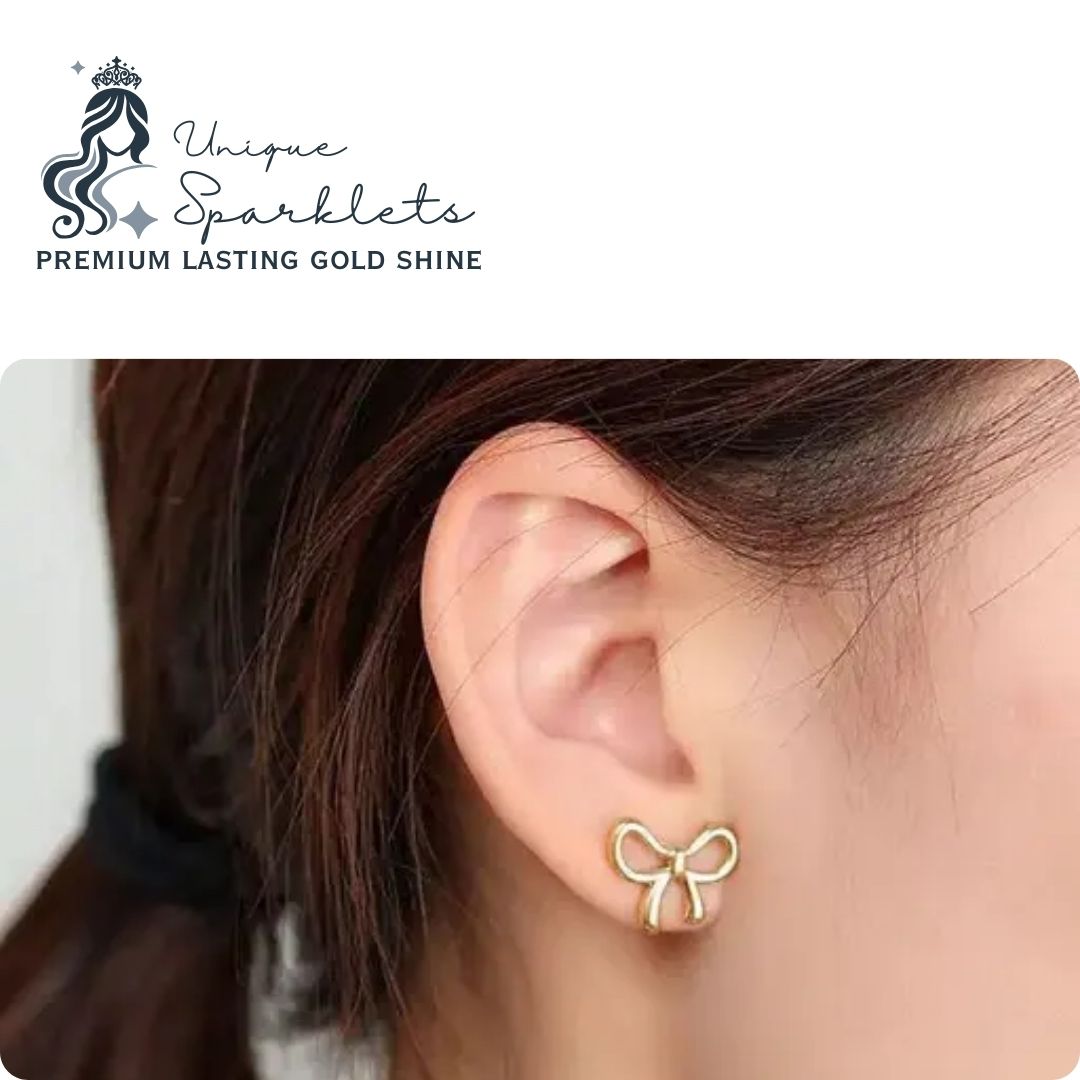Gold Bow Knot Stud Earrings
