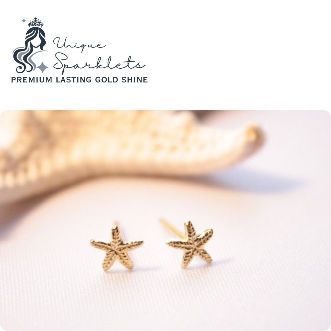 Golden Starfish Stud Earrings