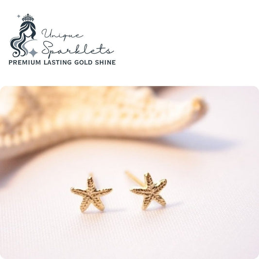 Golden Starfish Stud Earrings