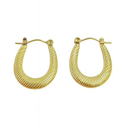 Golden Ripple Teardrop Hoops