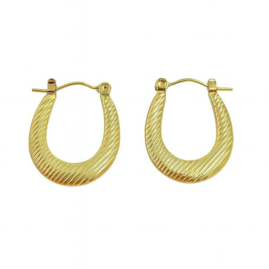 Golden Ripple Teardrop Hoops