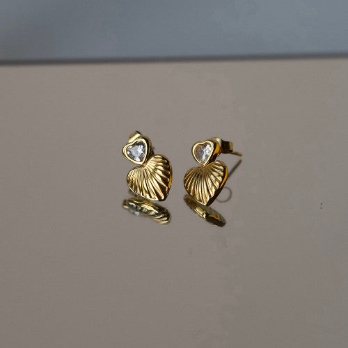 The "Radiant Duo" Heart Studs